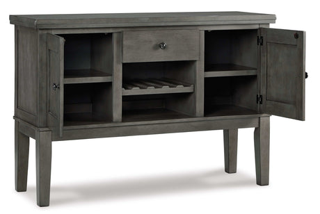 Hallanden Gray Dining Room Set w/ Storage Sideboard / 8pc - Ornate Home