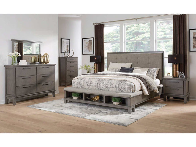 Hallanden Gray & Taupe Uph. Panel Bedroom Sets (Online Special Price) - Ornate Home