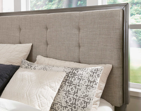 Hallanden Gray & Taupe Uph. Panel Bedroom Sets - Ornate Home