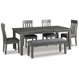 Hallanden Two-tone Gray Dining Table, 4 Chairs, and Bench (Online Special Price) - Ornate Home