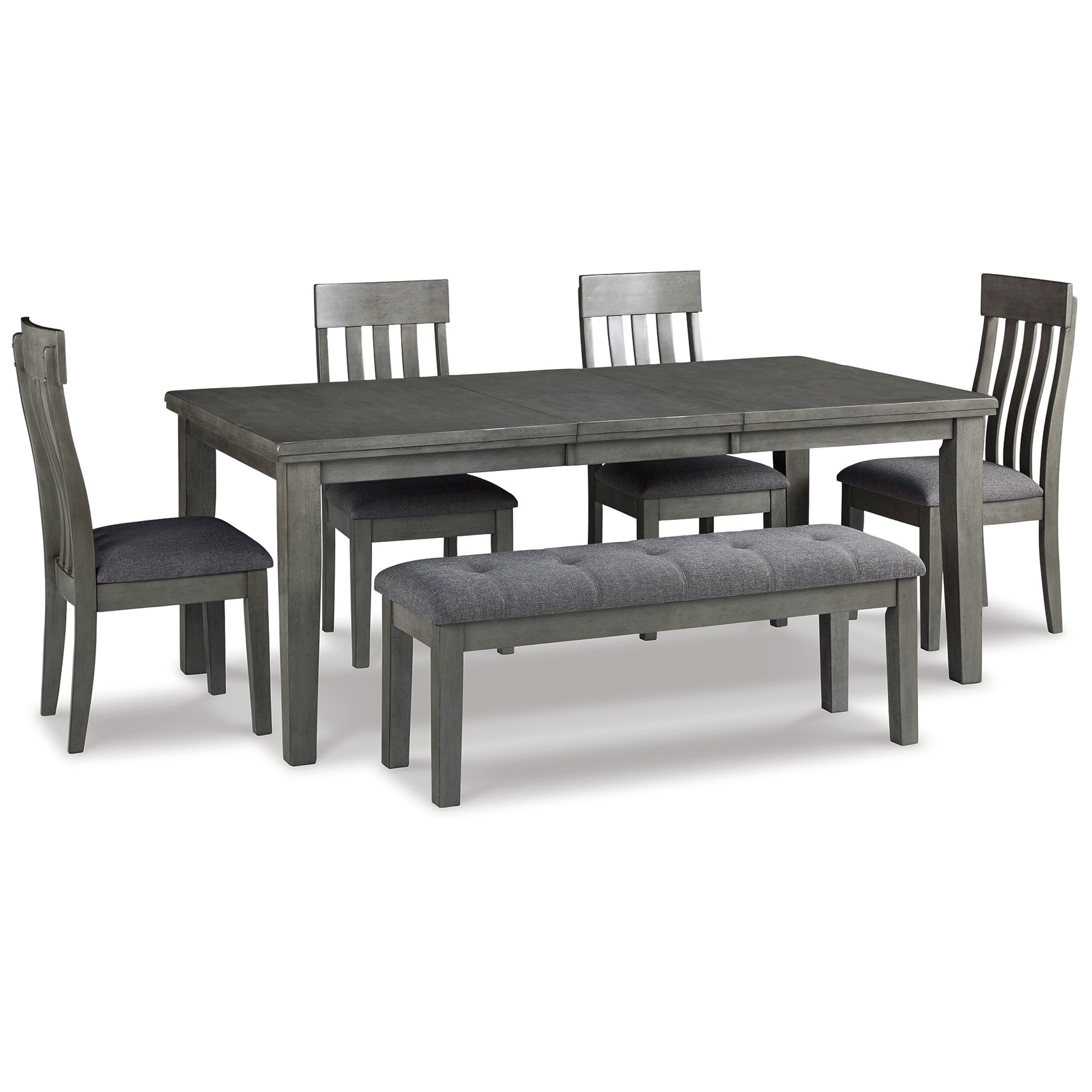 Hallanden Two-tone Gray Dining Table, 4 Chairs, and Bench (Online Special Price) - Ornate Home