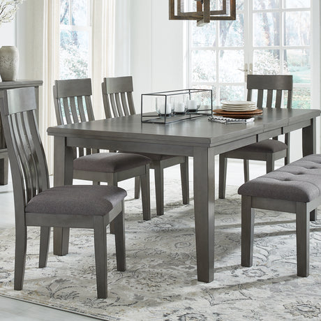 Hallanden Two-tone Gray Dining Table, 4 Chairs, and Bench - Ornate Home