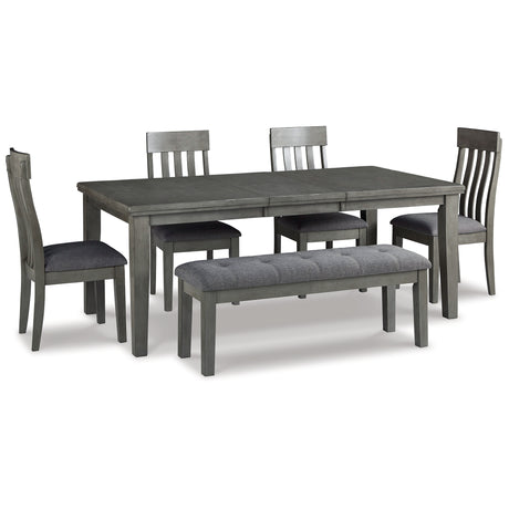 Hallanden Two-tone Gray Dining Table, 4 Chairs, and Bench - Ornate Home