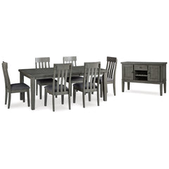 Hallanden Two-tone Gray Dining Table, 6 Chairs and Server - Ornate Home