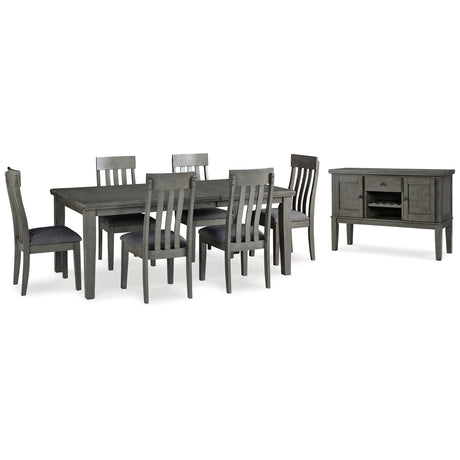 Hallanden Two-tone Gray Dining Table, 6 Chairs and Server - Ornate Home