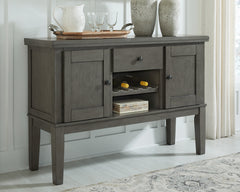 Hallanden Two-tone Gray Dining Table, 6 Chairs and Server - Ornate Home