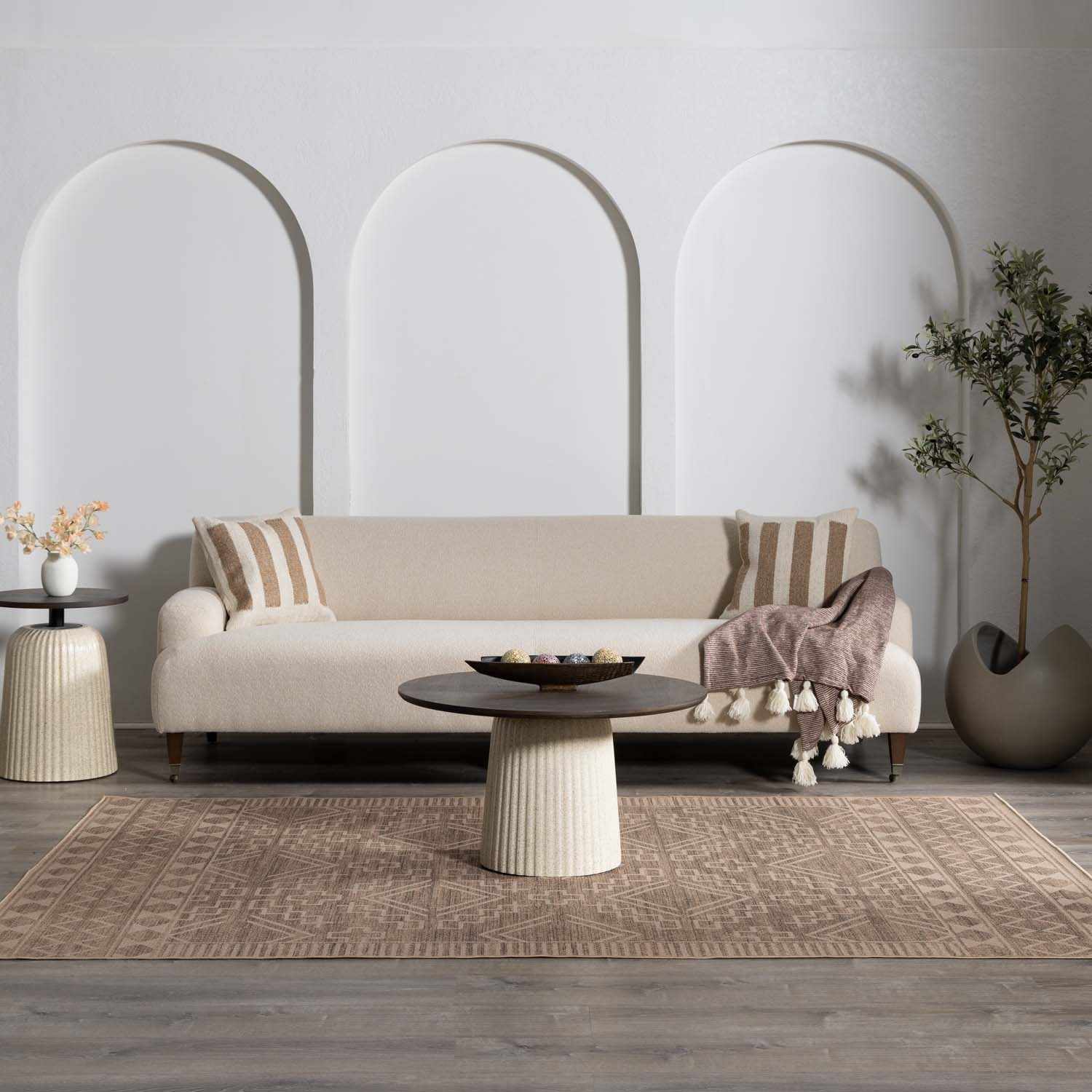 Halle Beige Washable Area Rug - Clearance - Ornate Home