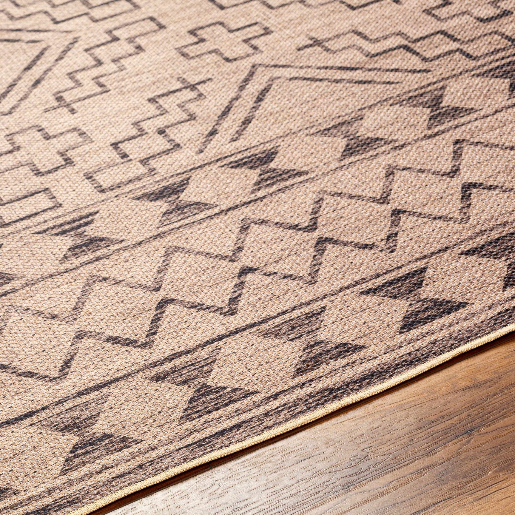 Halle Tan & Black Washable Area Rug - Clearance - Ornate Home