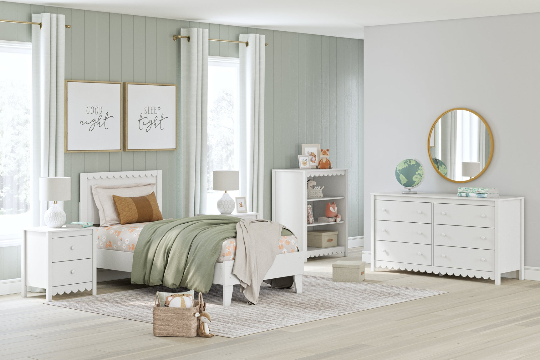 Hallityn White Twin Panel Platform Bed (Online Special Price) - Ornate Home