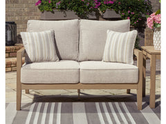 Hallow Creek Driftwood Outdoor Loveseat with Cushion - Ornate Home