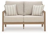 Hallow Creek Driftwood Outdoor Loveseat with Cushion - Ornate Home