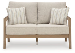 Hallow Creek Driftwood Outdoor Loveseat with Cushion - Ornate Home