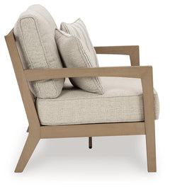 Hallow Creek Driftwood Outdoor Loveseat with Cushion - Ornate Home
