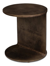 Halo Brown Metal Round Side Table - Ornate Home
