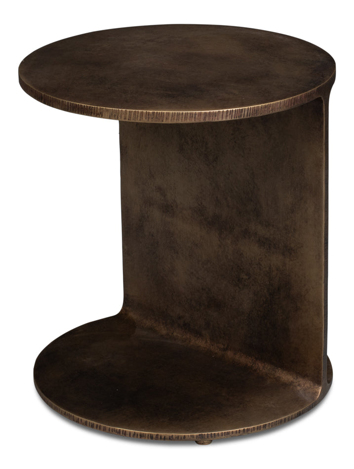 Halo Brown Metal Round Side Table - Ornate Home