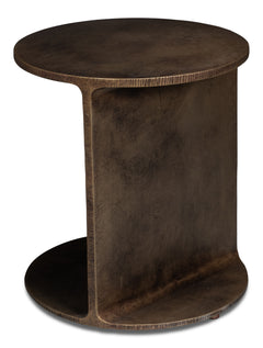 Halo Brown Metal Round Side Table - Ornate Home