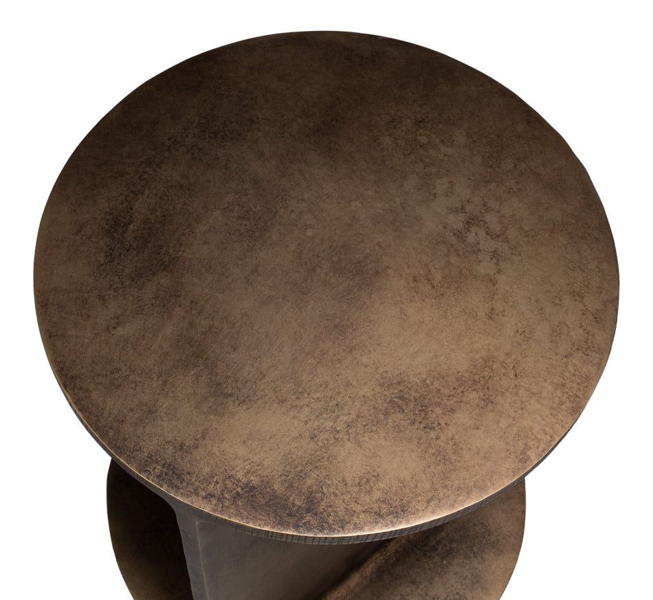 Halo Brown Metal Round Side Table - Ornate Home