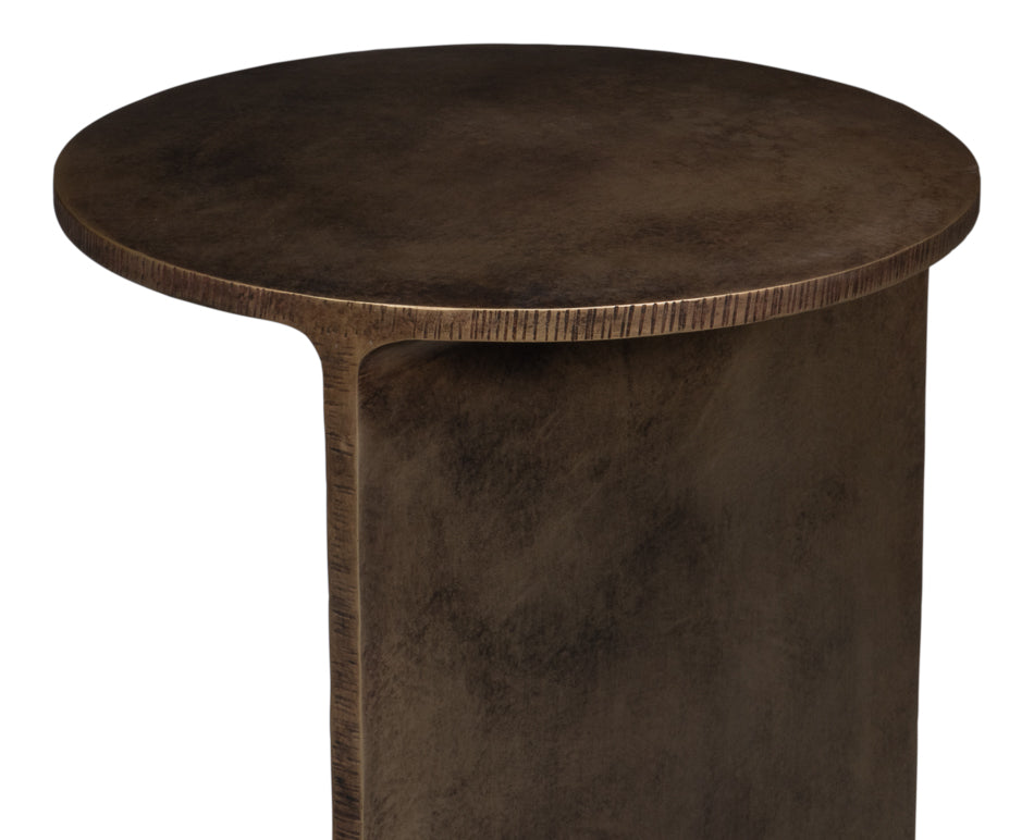 Halo Brown Metal Round Side Table - Ornate Home
