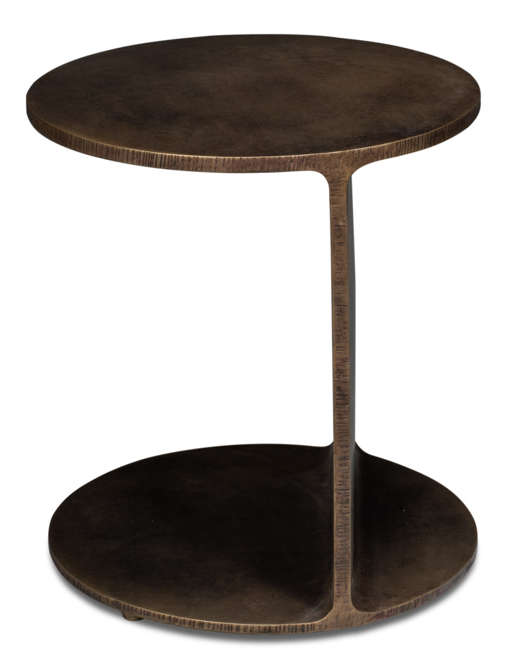Halo Brown Metal Round Side Table - Ornate Home