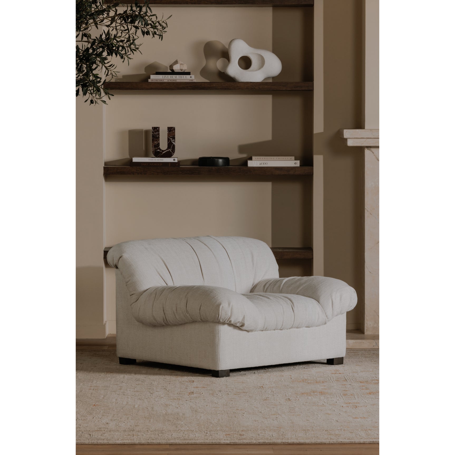 Halston Flecked Oat Lounge Chair - Ornate Home