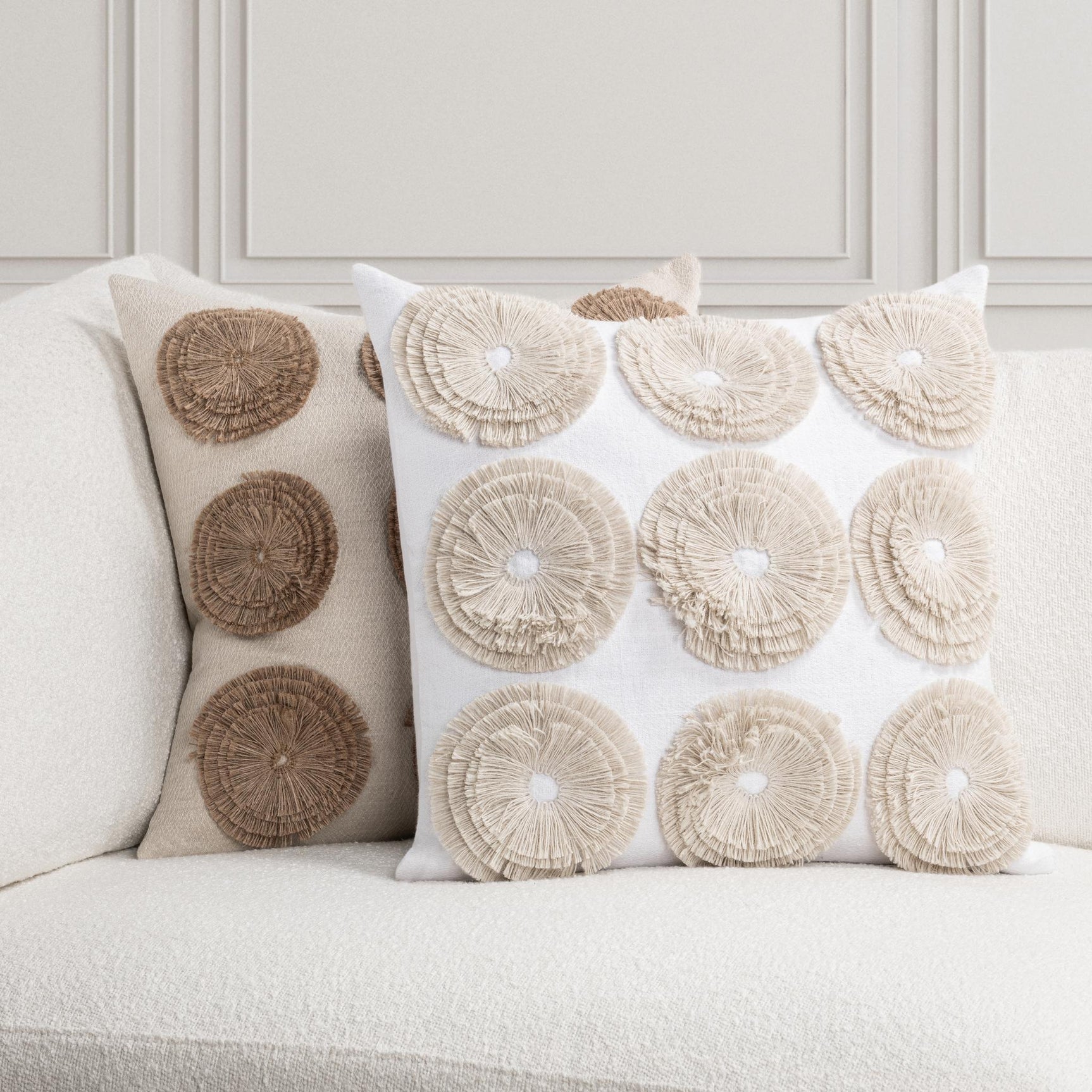 Halston Ivory 22x22 Throw Pillow (Set of 2) - Ornate Home