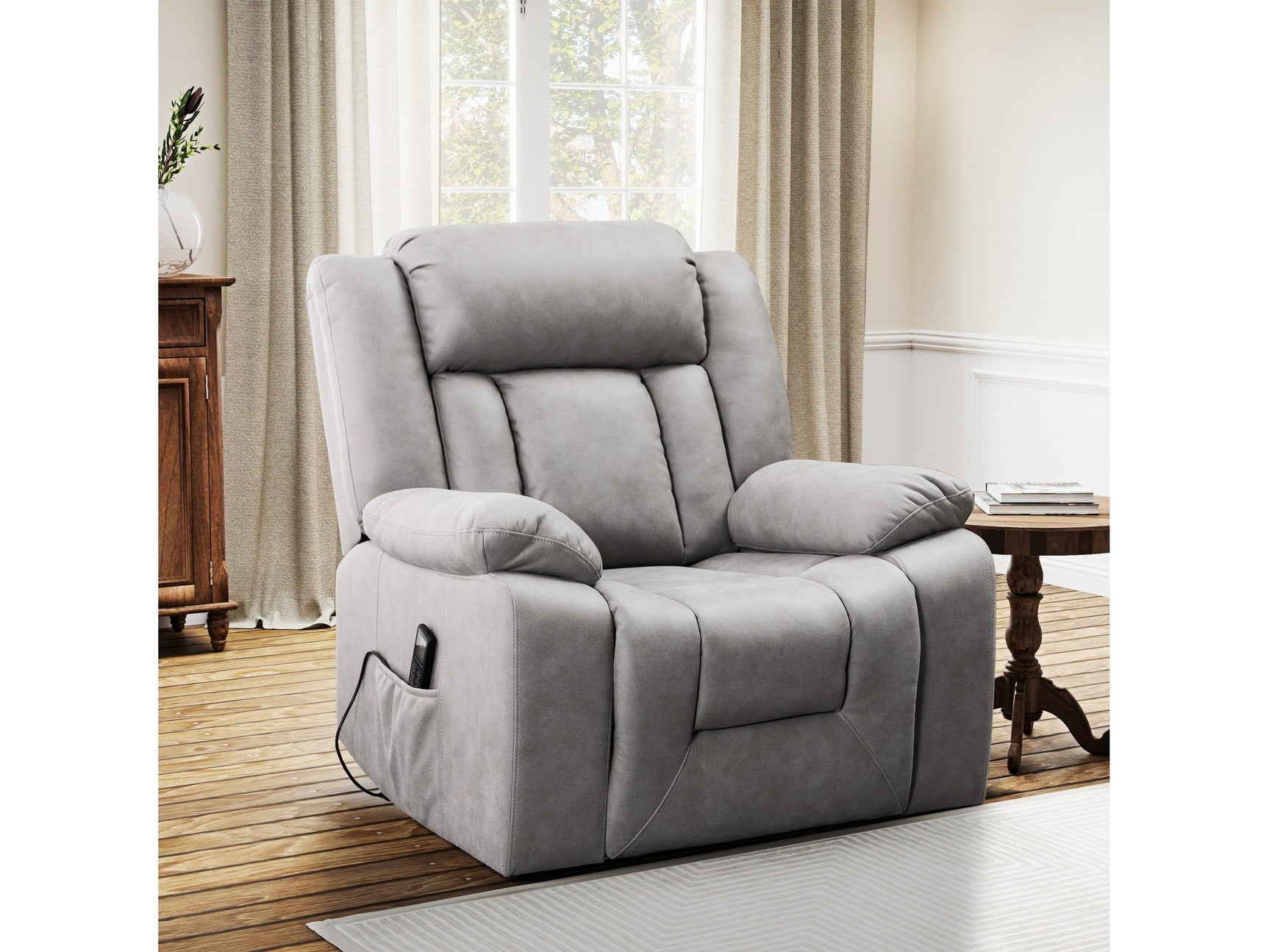 Halston Light Gray Power Lift Recliner - Ornate Home