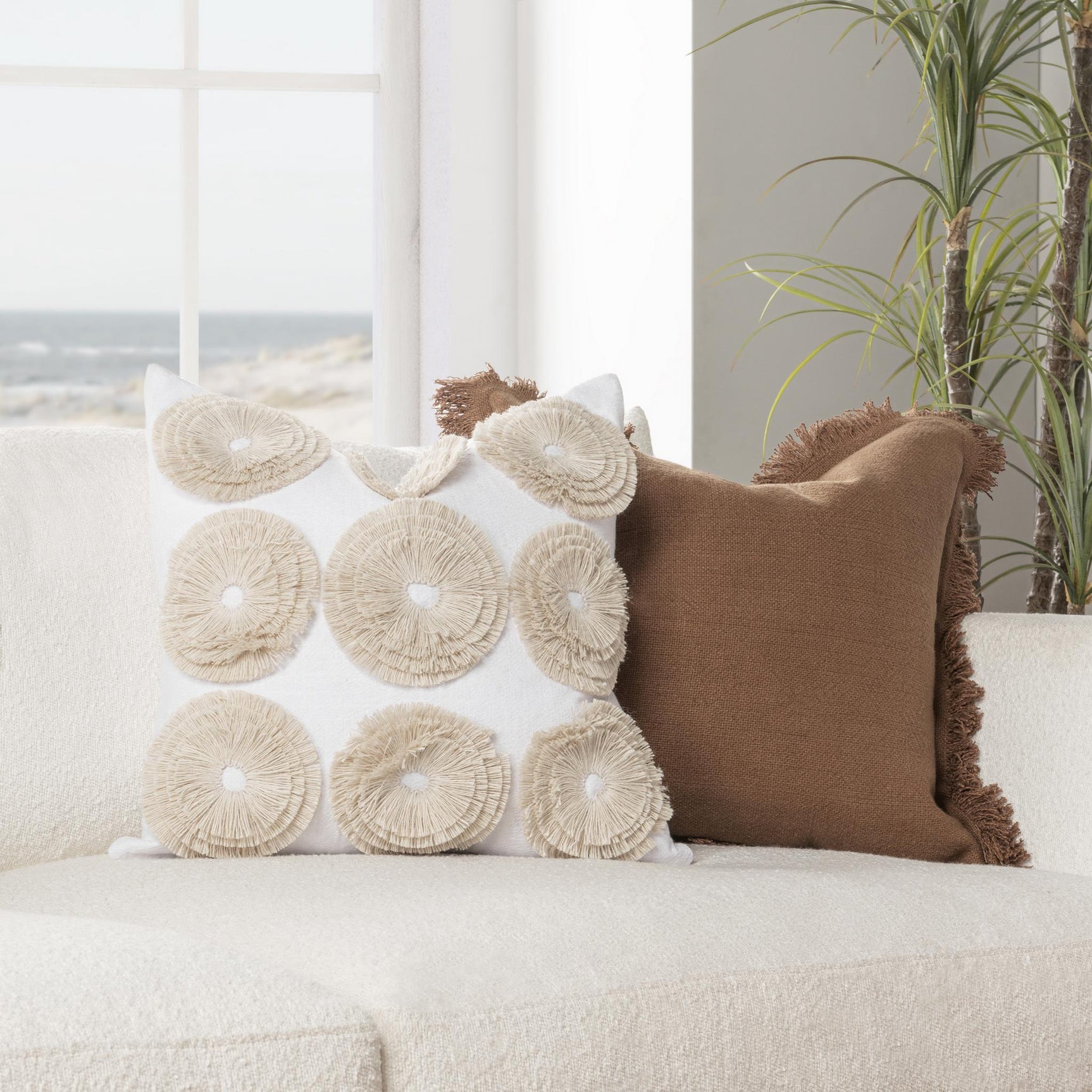 Halston Natural 22x22 Throw Pillow (Set of 2) - Ornate Home