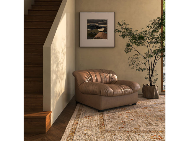 Halston Tan Leather Lounge Chair - Ornate Home