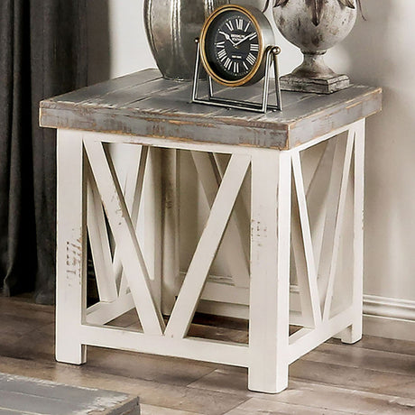 Halton Hills Vintage Ivory/Weathered Gray End Table - Ornate Home