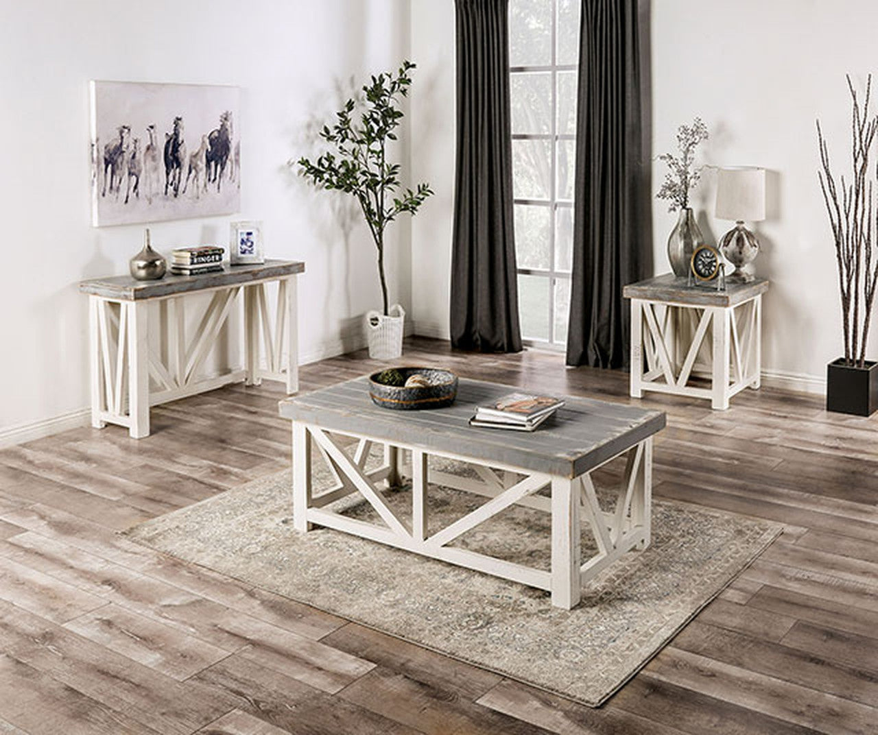 Halton Hills Vintage Ivory/Weathered Gray End Table - Ornate Home
