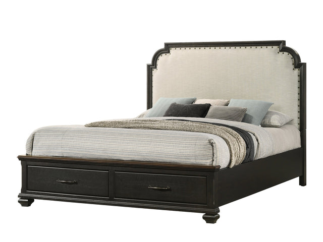 Hamilton Charcoal/Brownish Gray King Upholstered Storage Platform Bed - Ornate Home