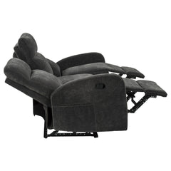 Hamilton Charcoal Grey 3-Piece Chenille Manual Reclining Sofa Set - Ornate Home