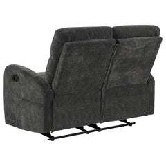 Hamilton Charcoal Grey 3-Piece Chenille Manual Reclining Sofa Set - Ornate Home
