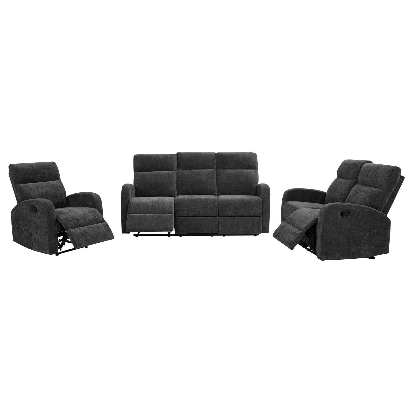 Hamilton Charcoal Grey Chenille Upholstered Manual Glider Recliner - Ornate Home