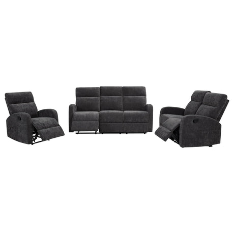 Hamilton Charcoal Grey Chenille Upholstered Manual Glider Recliner - Ornate Home