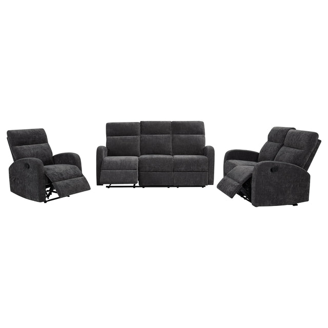 Hamilton Charcoal Grey Chenille Upholstered Manual Reclining Loveseat - Ornate Home