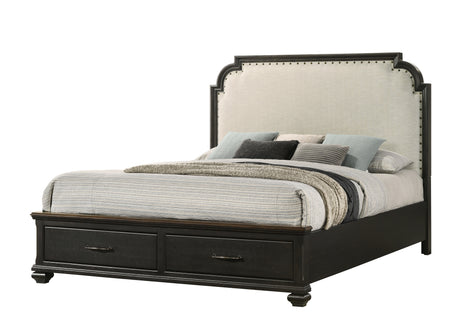 Hamilton Charcoal Upholstered Storage Platform Bedroom Set - Ornate Home