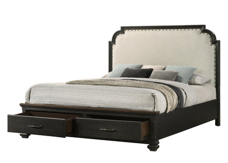 Hamilton Charcoal Upholstered Storage Platform Bedroom Set - Ornate Home