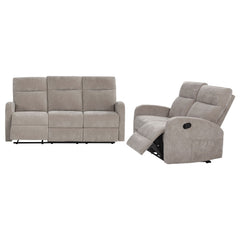 Hamilton Sand 2-Piece Chenille Manual Reclining Sofa Set - Ornate Home