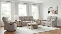 Hamilton Sand 3-Piece Chenille Manual Reclining Sofa Set - Ornate Home
