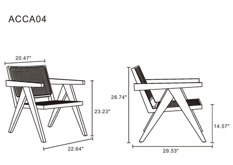 Hamlet Accent Chair in Black and Natural Cane - Ornate Home