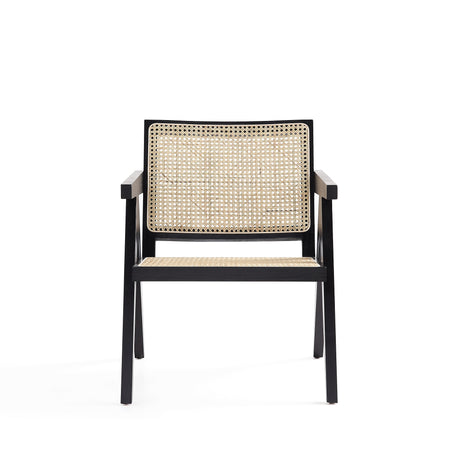 Hamlet Accent Chair in Black and Natural Cane - Ornate Home