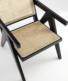 Hamlet Accent Chair in Black and Natural Cane - Ornate Home