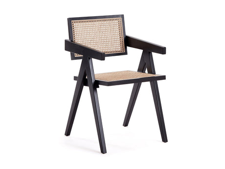 Hamlet Dining Arm Chair in Black and Natural Cane - Ornate Home