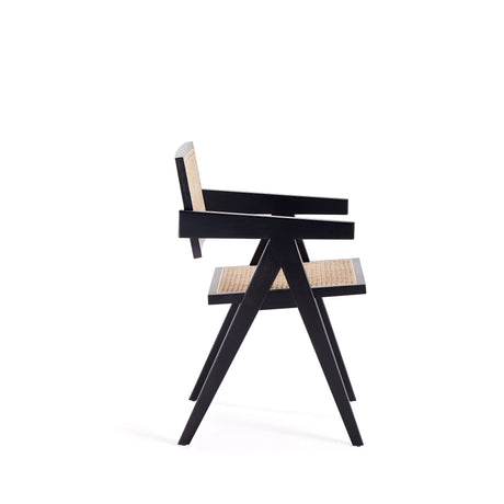 Hamlet Dining Arm Chair in Black and Natural Cane - Ornate Home