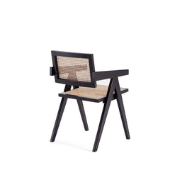 Hamlet Dining Arm Chair in Black and Natural Cane - Ornate Home