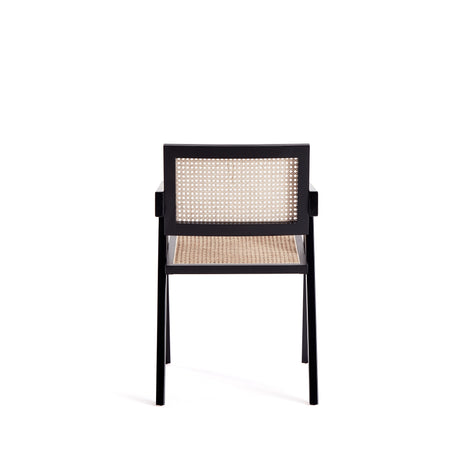 Hamlet Dining Arm Chair in Black and Natural Cane - Ornate Home