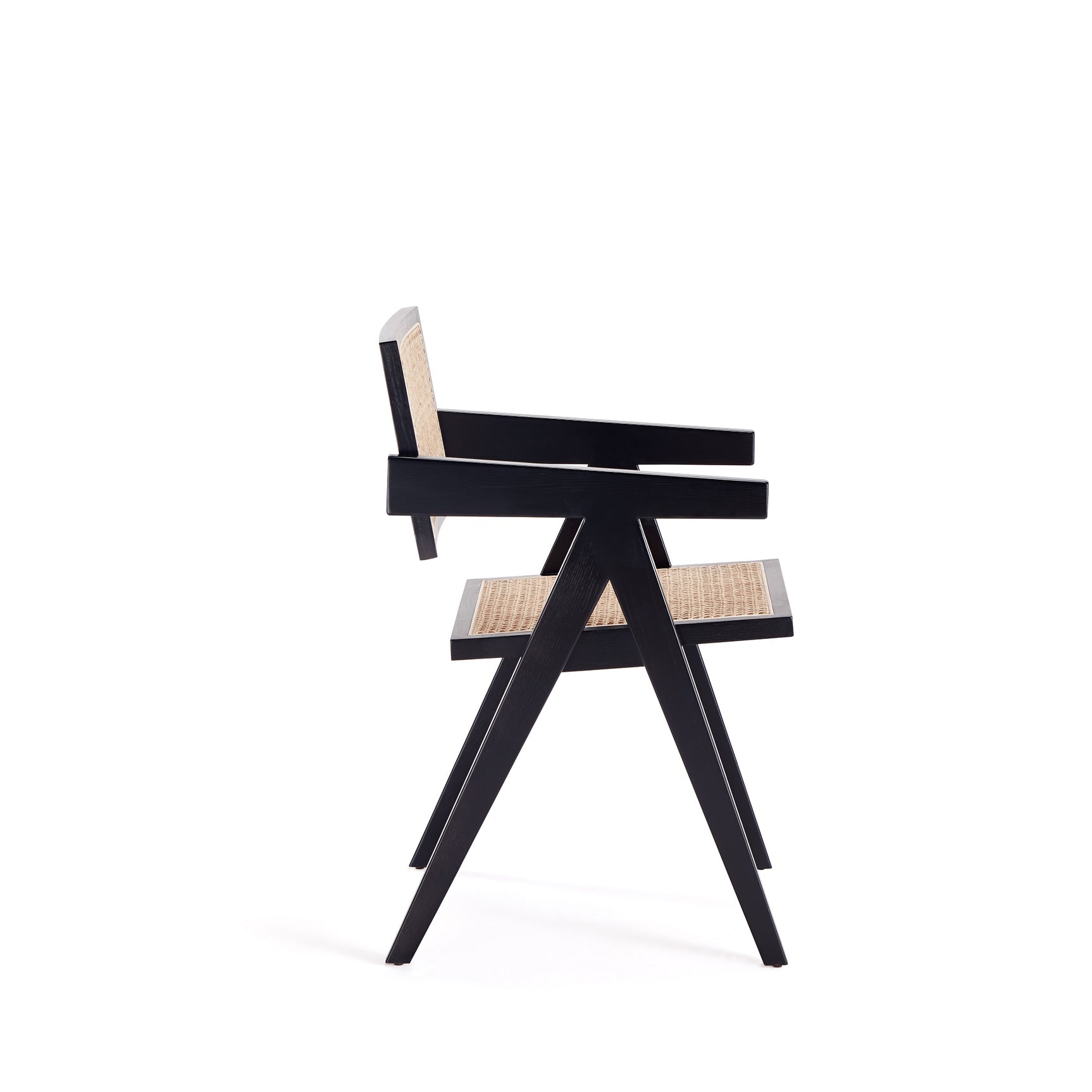 Hamlet Dining Arm Chair in Black and Natural Cane (set of 2) - Ornate Home