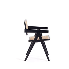 Hamlet Dining Arm Chair in Black and Natural Cane (set of 2) - Ornate Home