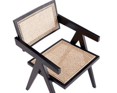 Hamlet Dining Arm Chair in Black and Natural Cane (set of 2) - Ornate Home